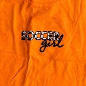NWT Soccer Girl  ⚽️ 100% cotton orange short sleeve t-shirt